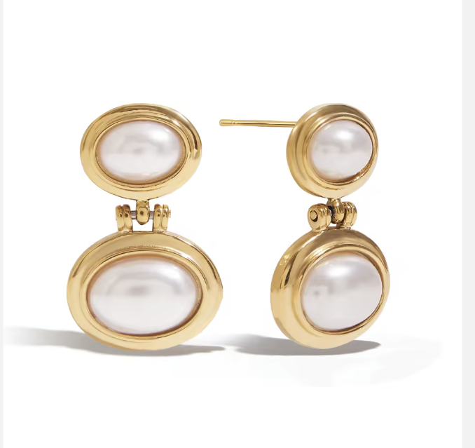 Elena Double Pearl Drop Earrings product image Main image