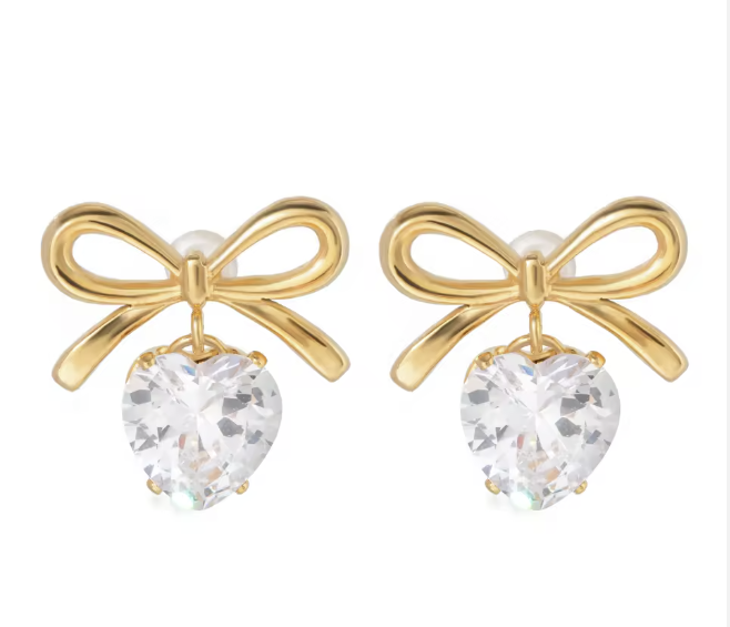 Julieta Crystal Heart Bow Earrings product image